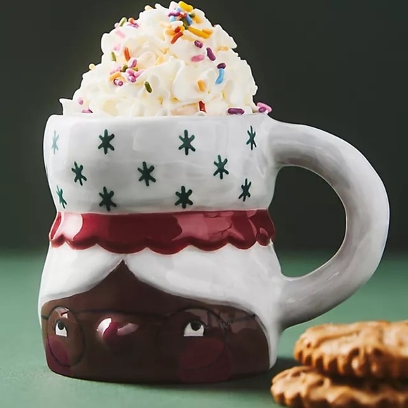 NWT Anthropologie Isabela Dos Santos Cozy With Mrs Santa Claus Stoneware Mug - Picture 1 of 2